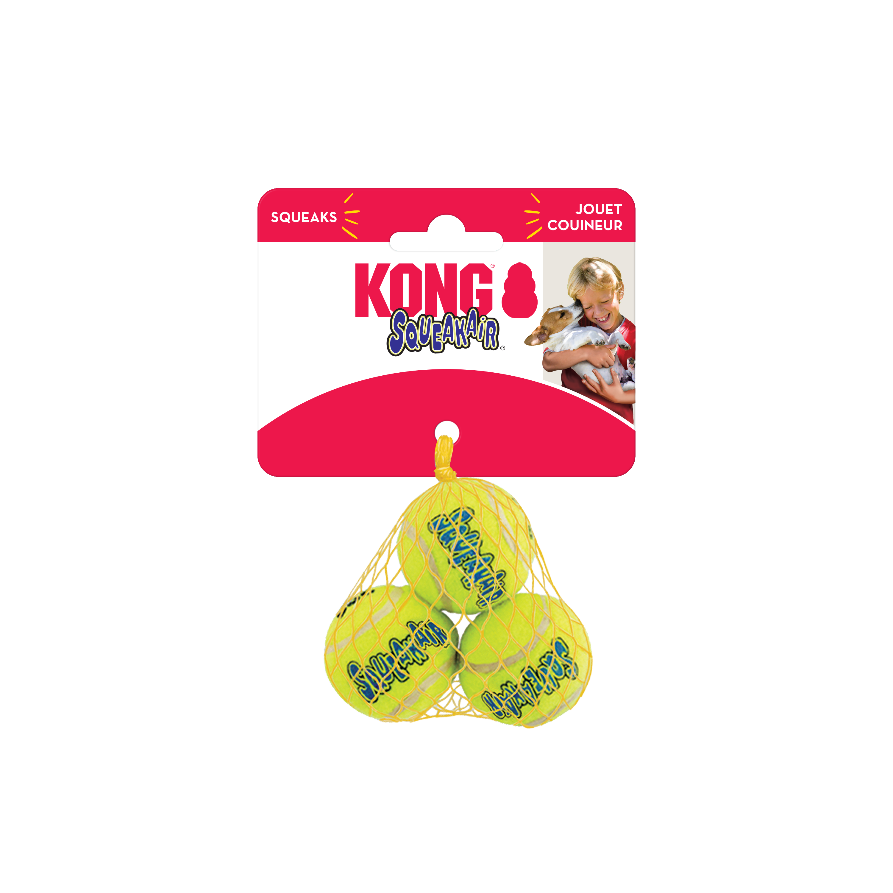 Jouet chien lot 3 balles tennis couineur Kong Air Squeaker XS / S