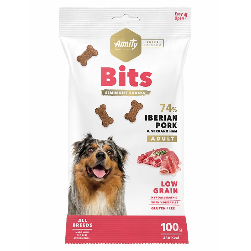 Friandises chien porc ibérique et jambon Serrano Amity Super Premium 100g