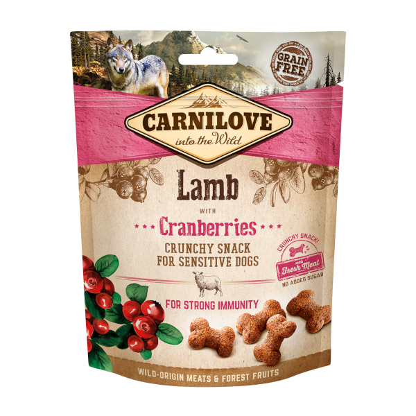 Friandises chien agneau et cranberries sans céréales Carnilove 200g