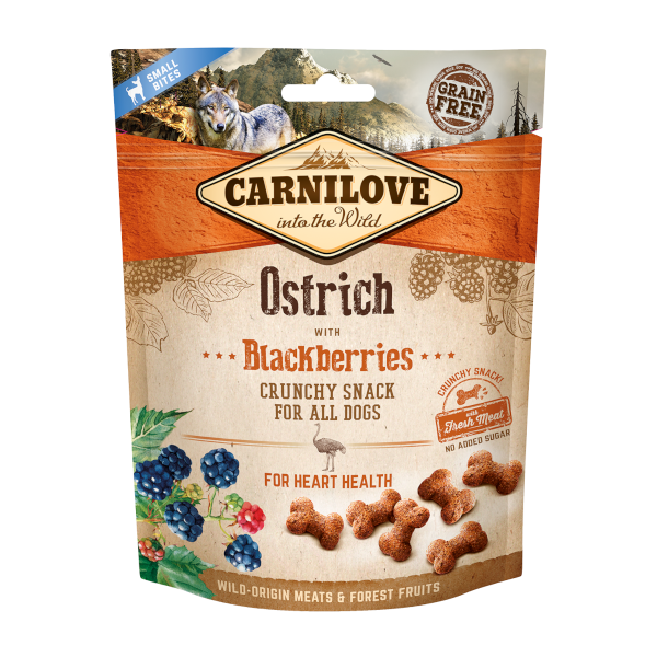 Friandises chien autruche et mûres sans céréales Carnilove 200g
