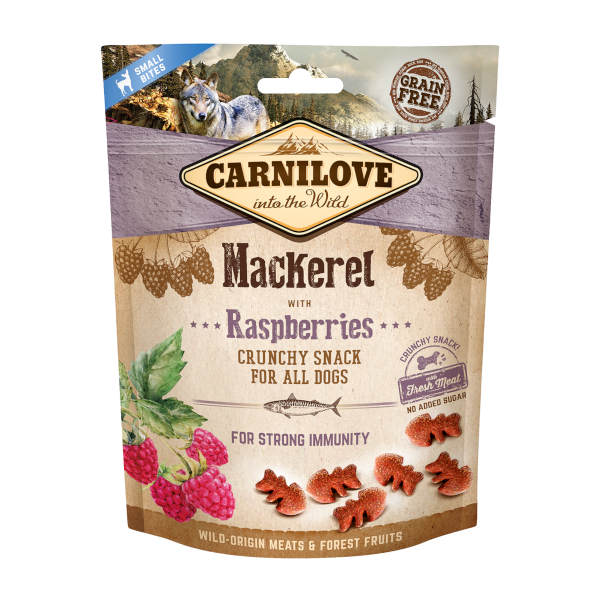 Friandises chien maquereau et framboises sans céréales Carnilove 200g
