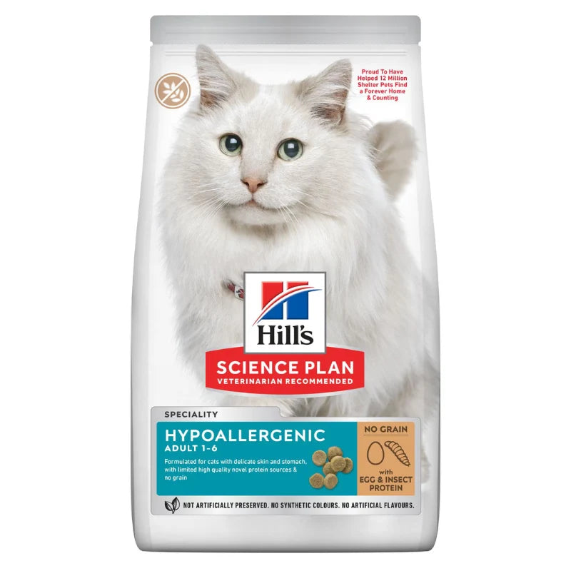 Croquettes chat adulte hypoallergénique œuf et insectes Hill's Science Plan 1,5 kg