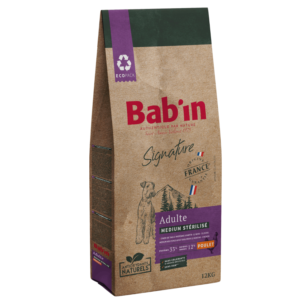 Croquettes – BAB’IN – Signature Medium Sterilised Poulet – Chien Stérilisé Taille Moyenne