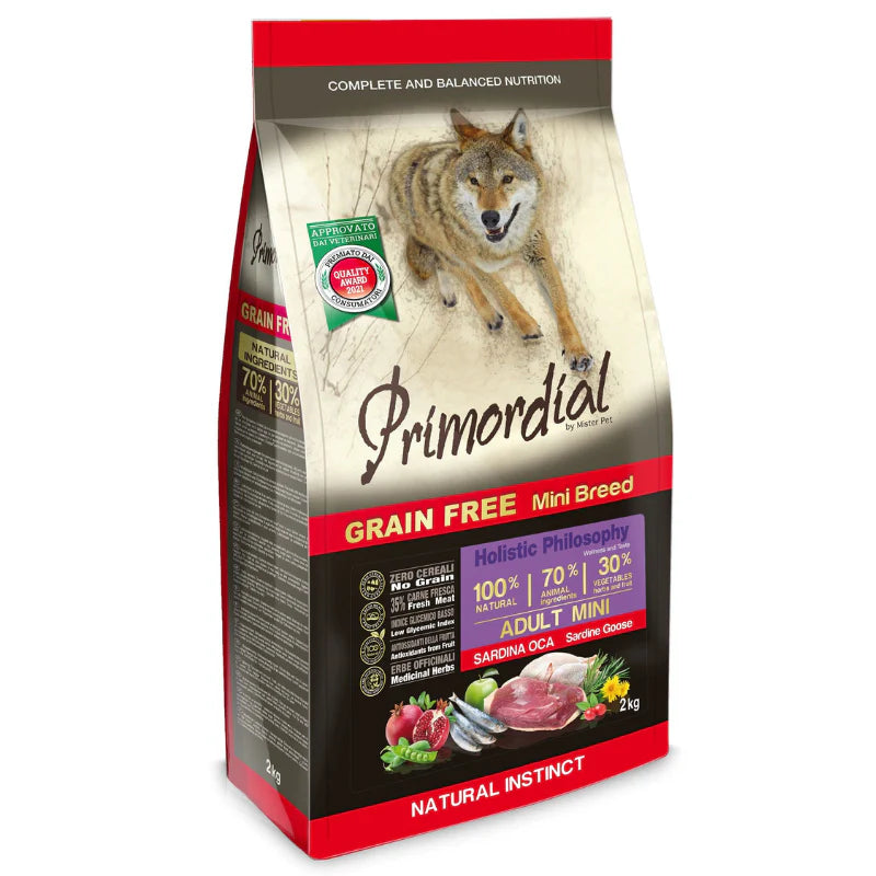 Croquettes - PRIMORDIAL - Grain Free - ADULTE mini SARDINE OIE