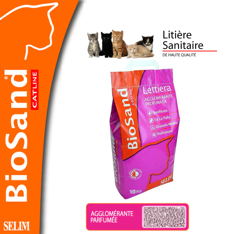 Litière agglomérante parfumée chèvrefeuille chat BioSand 5 kg