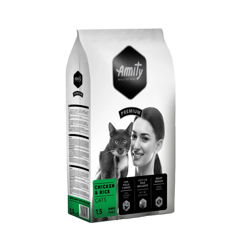 Croquettes chat adulte poulet et riz Amity Premium 2 kg
