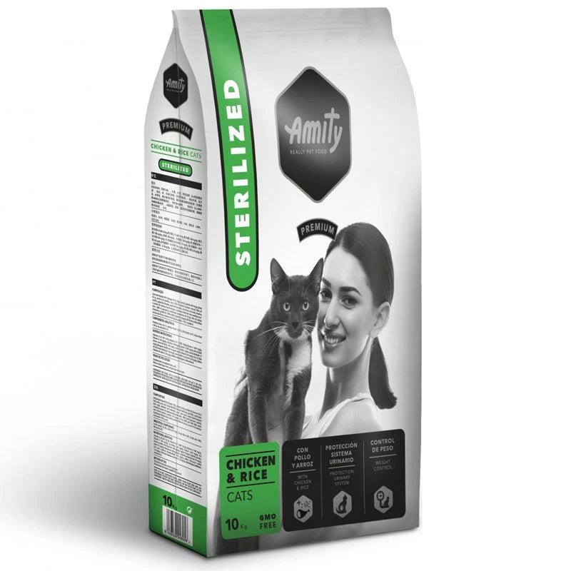 Croquettes chat stérilisé poulet et riz Amity Premium 2 kg