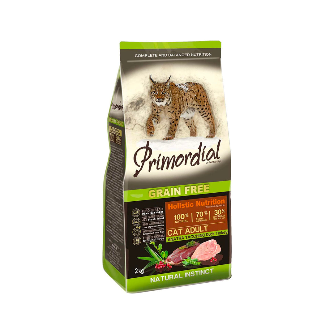 Croquettes - PRIMORDIAL - Grain Free - Chat Adulte Canard & Dinde