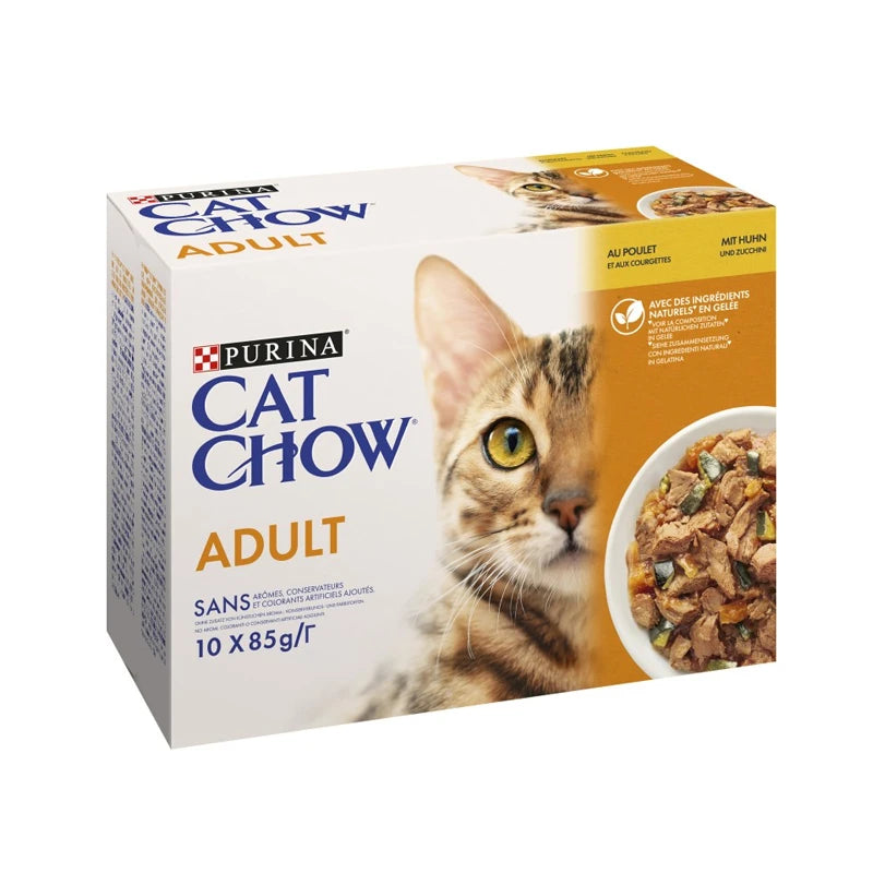Pâtée chat adulte poulet et courgettes Cat Chow 10x85g