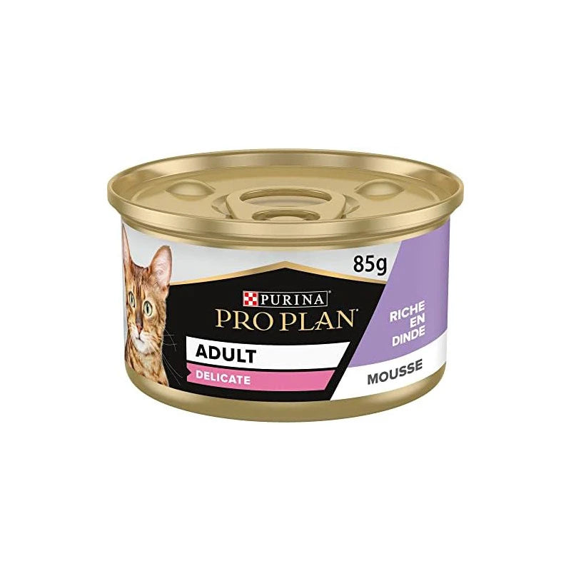 Pâtée chat adulte digestion sensible dinde mousse Pro Plan Delicate 85 g