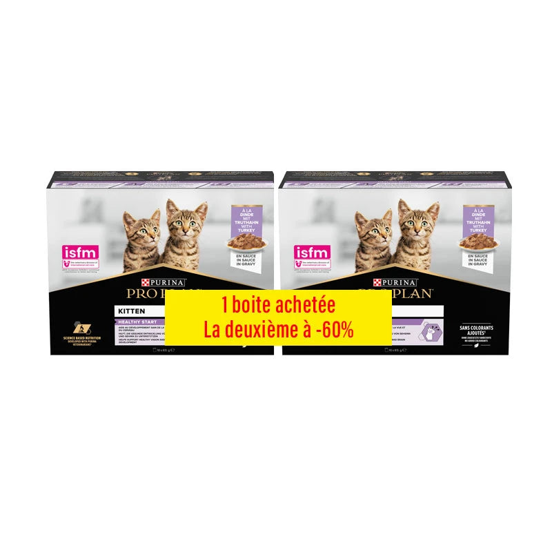Sachet fraîcheur chaton dinde en sauce Pro Plan 85 g — Lot promo 2ème boîte -60%