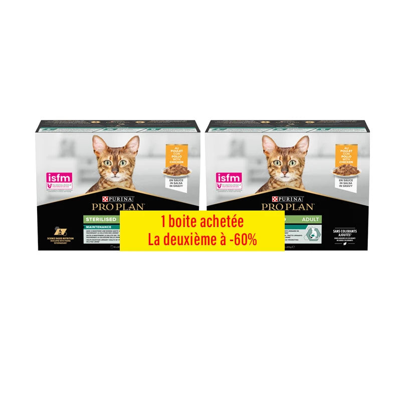 Sachet fraîcheur chat stérilisé poulet en sauce Pro Plan Sterilised 85 g — Lot promo 20x85 g -60%