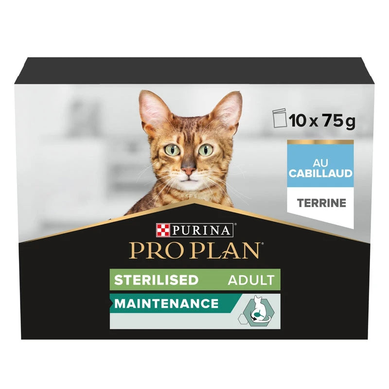 Sachet fraîcheur chat stérilisé cabillaud mousse Pro Plan Sterilised 10x75 g