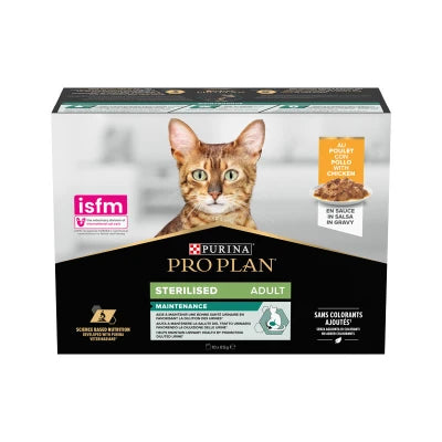 Sachet fraîcheur chat stérilisé poulet en sauce Pro Plan Sterilised 85 g — Boîte 10x75 g